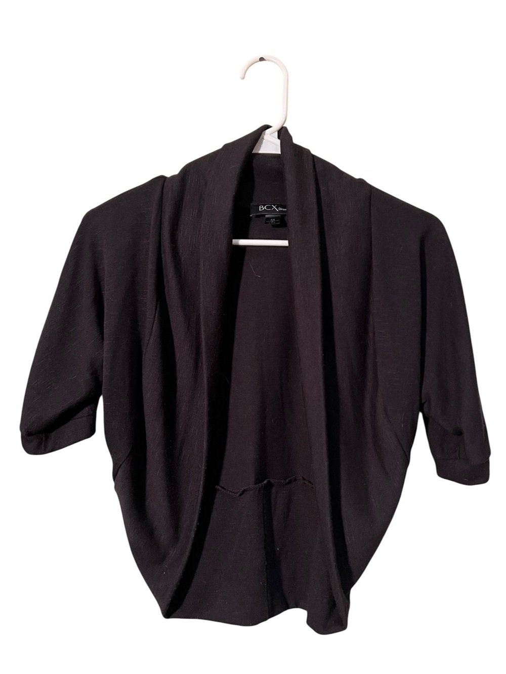 BCX Dress Women's Size XS Bolero Short Sleeve Cropped Cardigan Sweater Black